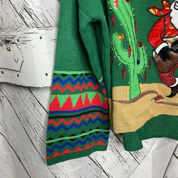 Ugly Christmas Holiday Sweater Feliz Navidad Southwest Santa XXL (20) - Picture 4 of 8